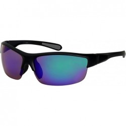 Oversized Semi-Rimless Sports Sunglasses with Color Mirror Lens 570019-REV - Matte Black - CC12I5DSV7J $21.41