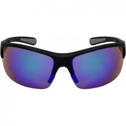 Oversized Semi-Rimless Sports Sunglasses with Color Mirror Lens 570019-REV - Matte Black - CC12I5DSV7J $10.45