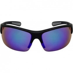 Oversized Semi-Rimless Sports Sunglasses with Color Mirror Lens 570019-REV - Matte Black - CC12I5DSV7J $10.45