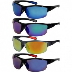Oversized Semi-Rimless Sports Sunglasses with Color Mirror Lens 570019-REV - Matte Black - CC12I5DSV7J $10.45