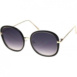 Square Rounded Square Frame Sunglasses Womens Oversized Fashion Eyewear UV 400 - Black Gold (Smoke) - CA18A2I68H6 $15.62