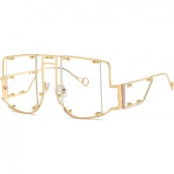 Square sunglasses 902 personality protection windproof - Gold/White - CM199GYETQX $22.65