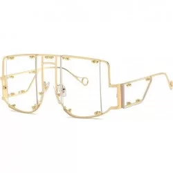Square sunglasses 902 personality protection windproof - Gold/White - CM199GYETQX $22.65