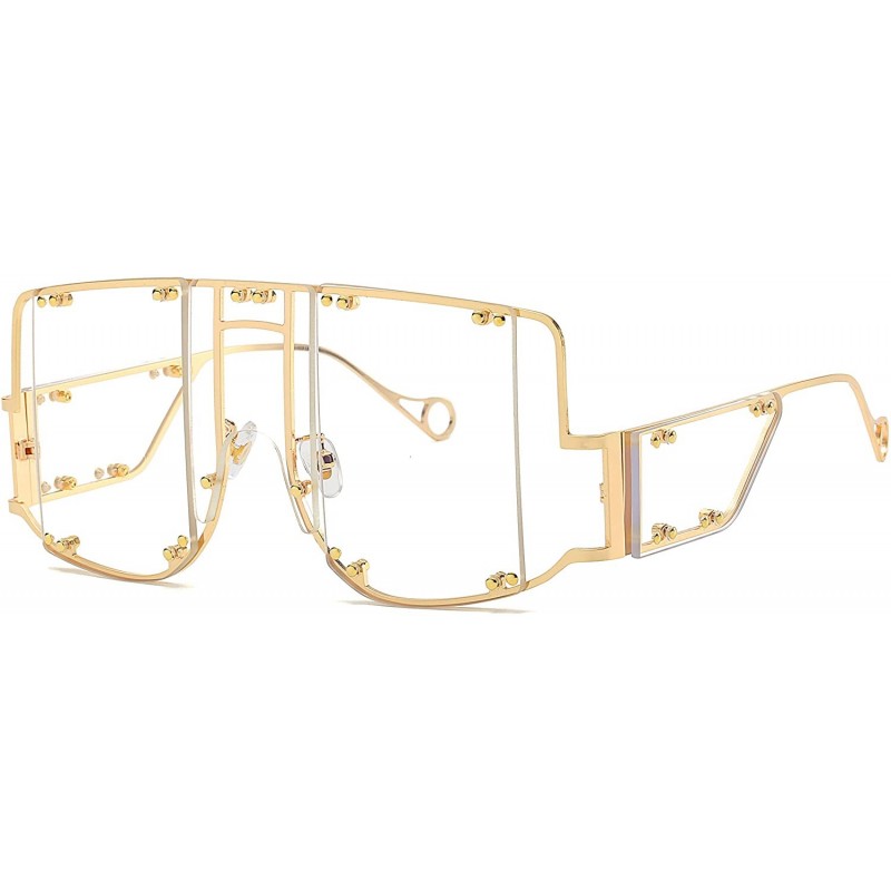 Square sunglasses 902 personality protection windproof - Gold/White - CM199GYETQX $13.89