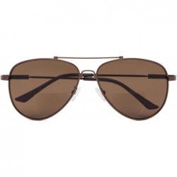 Aviator Memory Bridge and Arm Bifocal Sunglasses Polit Style Sunshine Readers Men Women - Brown-brown-lens - CD18NLDH9TE $13.67