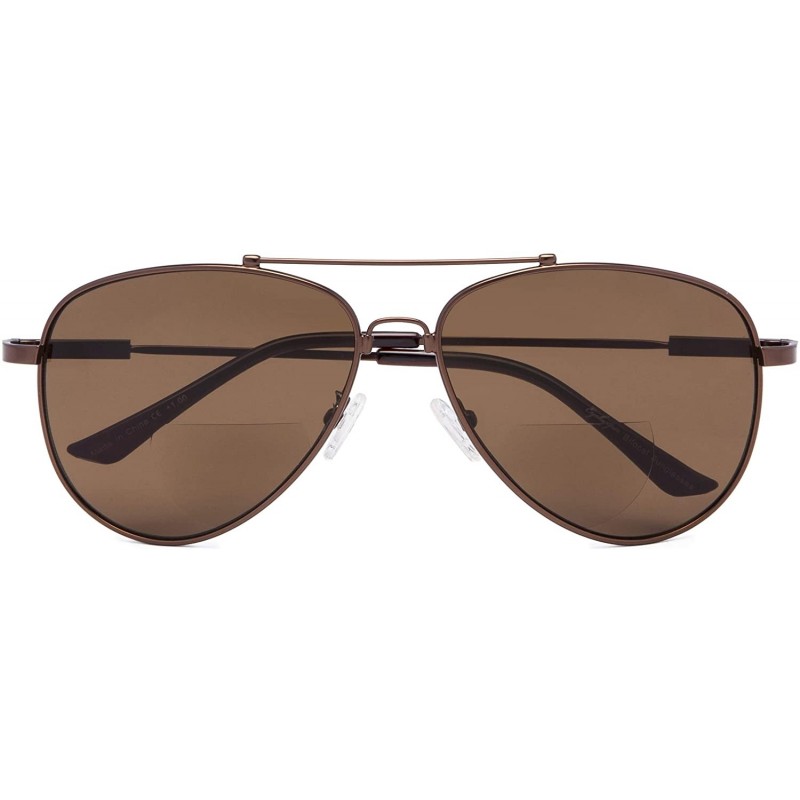 Aviator Memory Bridge and Arm Bifocal Sunglasses Polit Style Sunshine Readers Men Women - Brown-brown-lens - CD18NLDH9TE $13.67