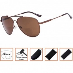 Aviator Memory Bridge and Arm Bifocal Sunglasses Polit Style Sunshine Readers Men Women - Brown-brown-lens - CD18NLDH9TE $13.67