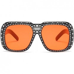 Square Oversized Sunglasses for Men Women Square Thick Frame Bling Rhinestone Shades - Black&red - C518NW5HASD $6.47