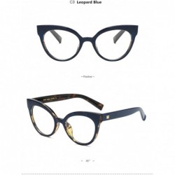 Oversized Sexy Cat Eye Optical Glasses Frame Women Brand Designer Spectacles Eyeglasses - Leopard Blue - CZ1885GARGN $14.72