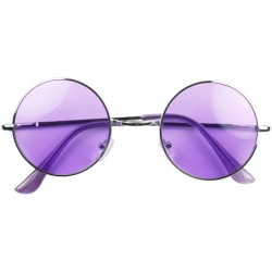 Aviator Retro John Lennon Style Sunglasses Round Colorful Tint Groovy Hippie Wire Shades - Purple - C91868I2SNQ $11.32