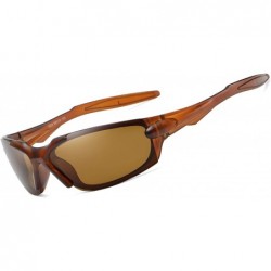 Sport Mens Sport Sunglasses Polarized TR90 Frame Eyewear for Driving Fishing Golf Baseball UV400 Protection - Brown - CD193HR...