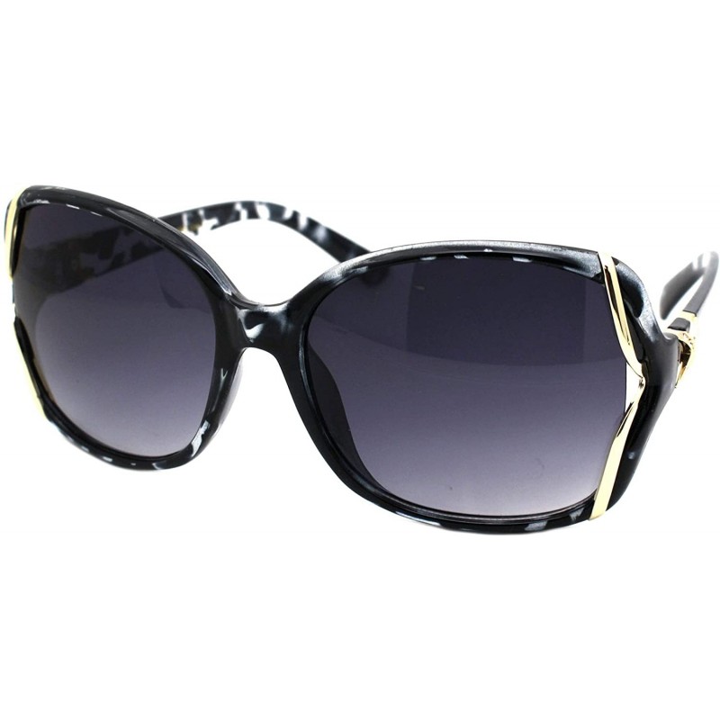 Square Designer Fashion Square Frame Womens Sunglasses Gold & Rhinestone Detail - Dark Blue Tort (Smoke) - C318X5MWXK4 $10.30