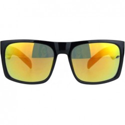 Rectangular Mens Thick Horn Rectangular Plastic Gangster Color Mirror Lens Sunglasses - Black Yellow - C718L0IZ6XZ $19.01