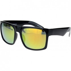 Rectangular Mens Thick Horn Rectangular Plastic Gangster Color Mirror Lens Sunglasses - Black Yellow - C718L0IZ6XZ $12.17