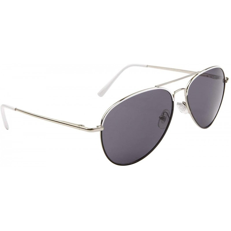 Aviator Silver & Neon Lined Frame Two-Tone Aviators Urban Summer Fashion - White/Black - CZ11O13EIGB $7.31