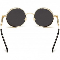 Round Metal Steampunk Sunglasses Men Women Round Glasses Brand Design Vintage Sunglasses - 2 - CL18W6UYLS9 $28.85