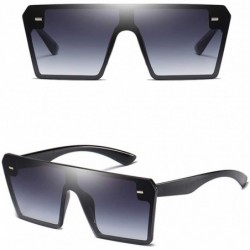 Square Oversized Sunglasses Succinct Rectangular - B - CU190NDMGH2 $10.12