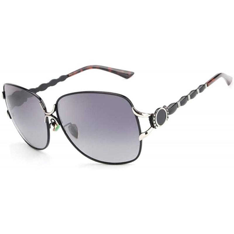 Oversized Womens Designer Oversized Metal Frame Sunglasses Polarized H008 - Black - C517Z5OHHKT $36.03