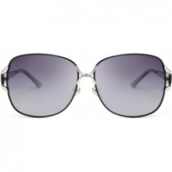 Oversized Womens Designer Oversized Metal Frame Sunglasses Polarized H008 - Black - C517Z5OHHKT $36.03