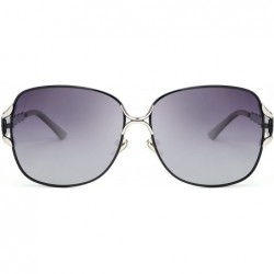 Oversized Womens Designer Oversized Metal Frame Sunglasses Polarized H008 - Black - C517Z5OHHKT $36.03