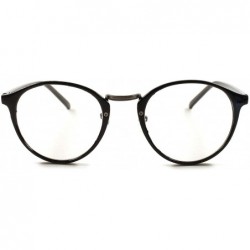 Round Designer Round Vintage Retro Cool Womens Thin Clear Lens Glasses - Black - CV18XD60KCA $8.46