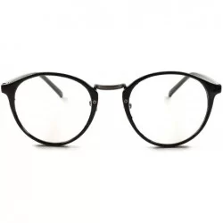 Round Designer Round Vintage Retro Cool Womens Thin Clear Lens Glasses - Black - CV18XD60KCA $8.46