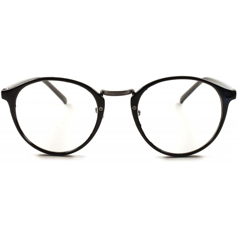 Round Designer Round Vintage Retro Cool Womens Thin Clear Lens Glasses - Black - CV18XD60KCA $8.46
