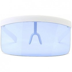 Oversized Super Large Futuristic Oversize Shield Visor Sunglasses Flat Top Mirrored Mono Lens 172mm - Blue - C518E85QS5R $18.58