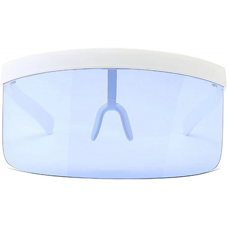 Oversized Super Large Futuristic Oversize Shield Visor Sunglasses Flat Top Mirrored Mono Lens 172mm - Blue - C518E85QS5R $18.58