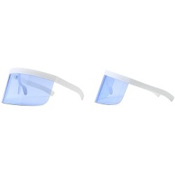 Oversized Super Large Futuristic Oversize Shield Visor Sunglasses Flat Top Mirrored Mono Lens 172mm - Blue - C518E85QS5R $18.58