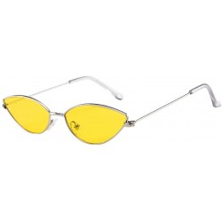 Oversized Women's Fashion Retro Cat Eye Small Oval Shades Frame UV Protection Polarized Sunglasses - Yellow - CS18DZZTI98 $18.39