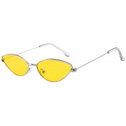 Oversized Women's Fashion Retro Cat Eye Small Oval Shades Frame UV Protection Polarized Sunglasses - Yellow - CS18DZZTI98 $8.47