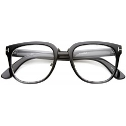 Wayfarer Metal Bridged T-Riveted Horned Rimmed Classic Style Eyeglasses - Shiny-black Clear - CR11YE0BDY1 $20.60