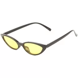 Round Sharp Round Cat Eye Crystal Color Sunglasses - Yellow Black - C41986OHIZS $16.75