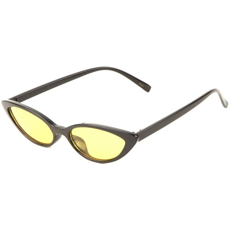 Round Sharp Round Cat Eye Crystal Color Sunglasses - Yellow Black - C41986OHIZS $16.75