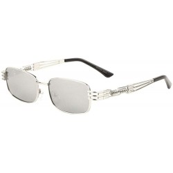Rectangular Flat Rectangular Lens Metal Cut Spring Temple Sunglasses - Grey Silver - CX197U5OR8W $26.90