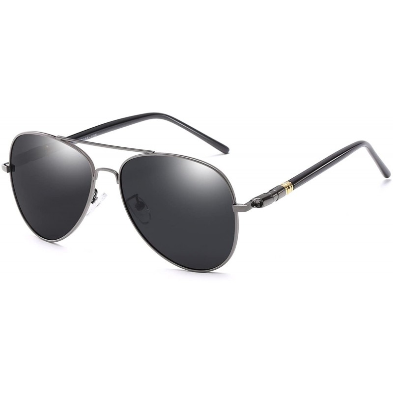 Aviator Men/Women Aviator Sunglasses - Polarized UV400 - Black - CM18EN8NTNK $14.57