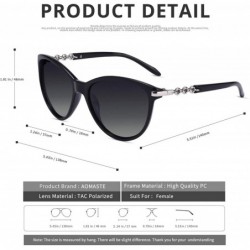 Oversized Retro Polarized Sunglasses for Women 100% UV400 Protection Lens Driving Outdoor Eyewear - Black Frame/Grey Lens-1 -...