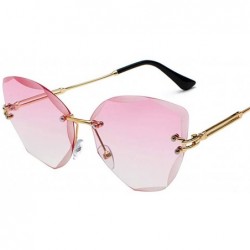 Rectangular Lady Sun Glasses Rimless Women Sunglasses Vintage Alloy Frame Classic Designer Shades - 3-gold-pink - CV18Y5DMXG9...