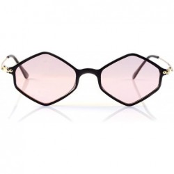 Oval Diamond Hexagonal Sunglasses Smoke Pop Color Tinted A112 A212 - (A212) Pink - CL18GGCWMSQ $26.94