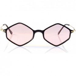 Oval Diamond Hexagonal Sunglasses Smoke Pop Color Tinted A112 A212 - (A212) Pink - CL18GGCWMSQ $11.77