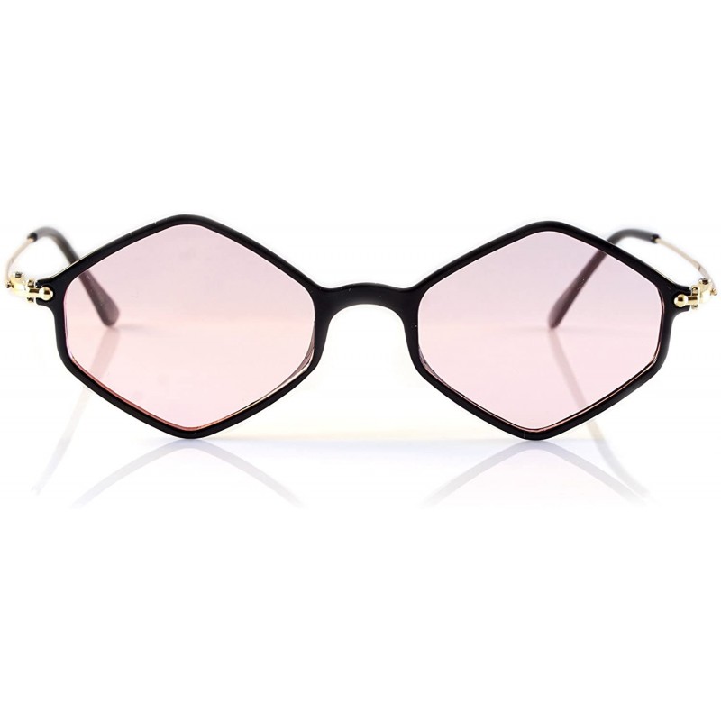 Oval Diamond Hexagonal Sunglasses Smoke Pop Color Tinted A112 A212 - (A212) Pink - CL18GGCWMSQ $11.77