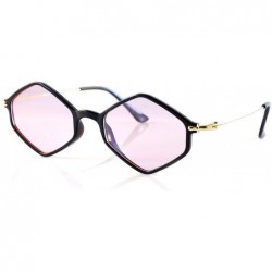 Oval Diamond Hexagonal Sunglasses Smoke Pop Color Tinted A112 A212 - (A212) Pink - CL18GGCWMSQ $11.77