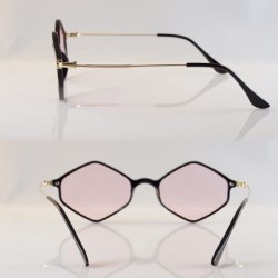 Oval Diamond Hexagonal Sunglasses Smoke Pop Color Tinted A112 A212 - (A212) Pink - CL18GGCWMSQ $11.77