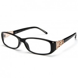 Oversized Womens Slim Fit Temple Design Metal Frame Clear Lens Glasses - Black - CE11YN6NO1B $27.46
