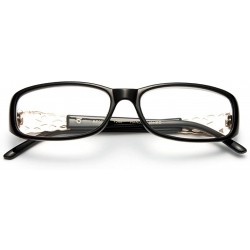Oversized Womens Slim Fit Temple Design Metal Frame Clear Lens Glasses - Black - CE11YN6NO1B $10.07