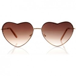 Wayfarer Women's Rimless Metal Tinted/Gradient Flat Lens Heart Sunglasses A024 - Brown Gradient - CD186DZK33I $17.06