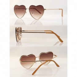Wayfarer Women's Rimless Metal Tinted/Gradient Flat Lens Heart Sunglasses A024 - Brown Gradient - CD186DZK33I $17.06