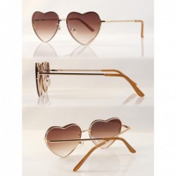 Wayfarer Women's Rimless Metal Tinted/Gradient Flat Lens Heart Sunglasses A024 - Brown Gradient - CD186DZK33I $17.06