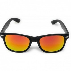 Wayfarer Sunglasses Classic 80's Vintage Style Design - Black- Color Mirror Red - CX18SZZLNZQ $7.54